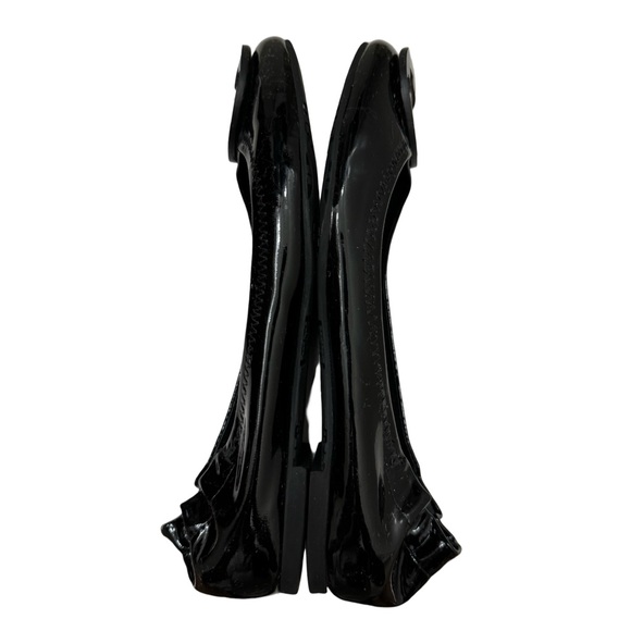 Tory Burch Reva Black Patent Leather Logo Ballet Flats Shoes Woman’s 6 - Picture 5 of 7